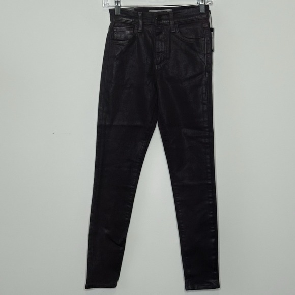 Joe's Jeans High Rise Skinny Ankle Jeans 23 Plum Coated Metallic Stretch Purple - Picture 1 of 12